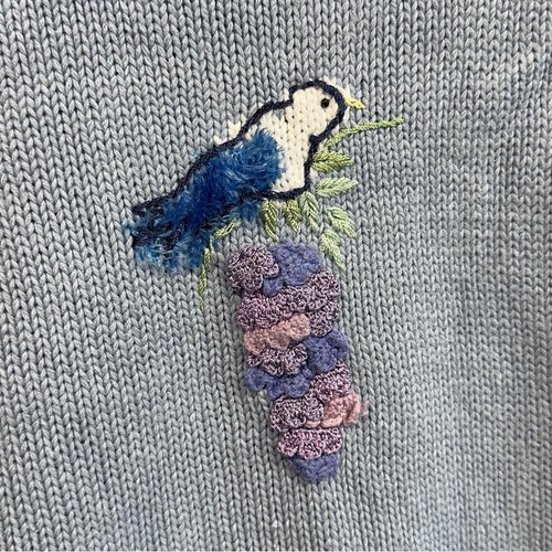Vintage Storybook Knits cardigan sweater 2X Home Wisteria birds flowers crochet - Picture 8 of 12