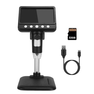 4.3Inch LCD Digital Microscope 1000X 1080P Photo Video Error Coin Magnifier with