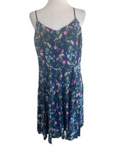 Old Navy Blue Floral Sundress SZ XL Smocked Top, Adjustable Straps