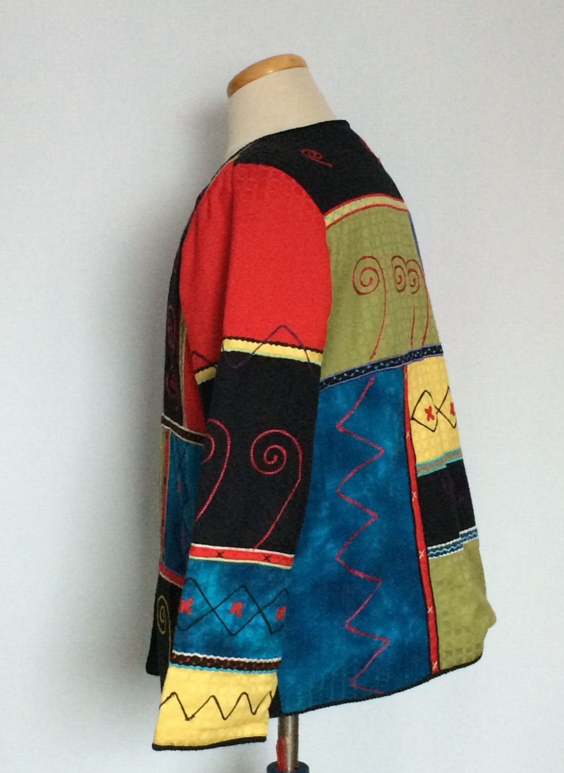 Indigo Moon Womens Multicolor Patchwork Jacket Me… - image 2