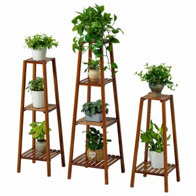 Bambus Blumenregal Blumentreppe Blumenständer Blumenhocker Ecke Pflanzentreppe - Bild 1 von 4