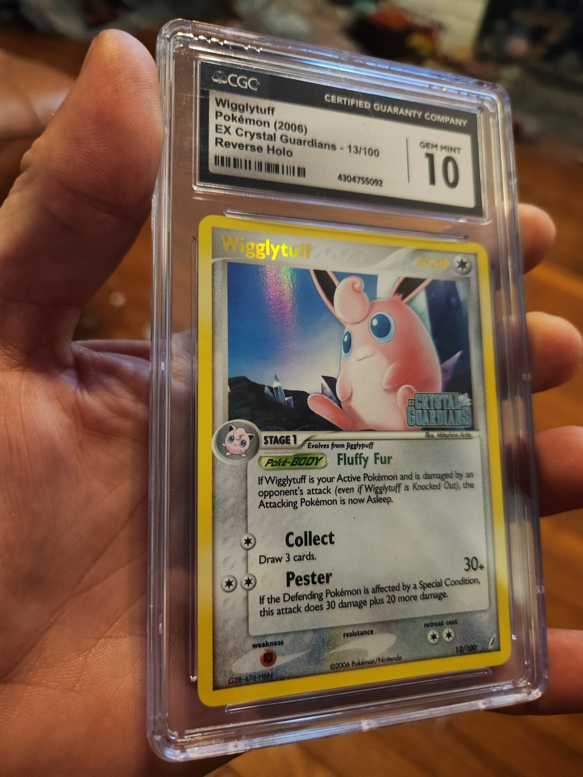 (POP 10) CGC 10 GEM MINT Wigglytuff 13/100 EX Crystal Guardians Holo Pokemon
