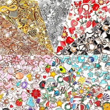 400 Pcs Random style Charms Bulk Assorted Gold Plated Enamel Pendants Earring