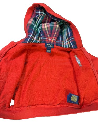 Polo Ralph Lauren 18M Sweatshirt Toddler Kid Baby Hoodie Red Bear Hole* - Picture 7 of 16