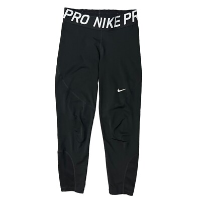 Nike Pro Leggings Womens Small Mesh Panel Dri-Fit Black Stretch