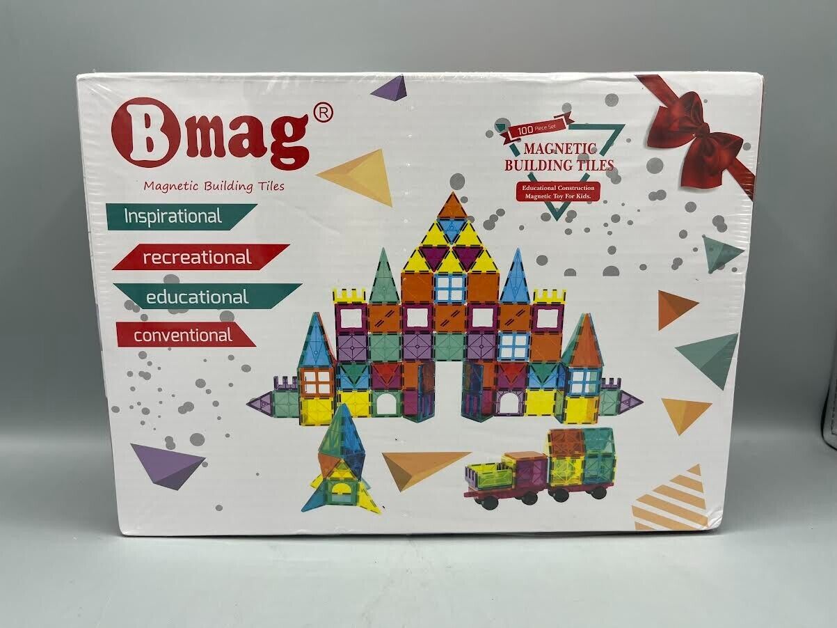Special Edition-Magna Tiles 100-Piece Clear Colors Magnetic Building Tiles  NIBOX 787551992847