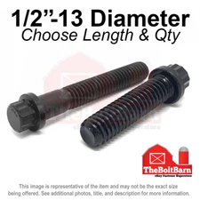 1/2"-13 Coarse 12-Point Flange Screws Alloy Steel Black (Pick Length & Qty)