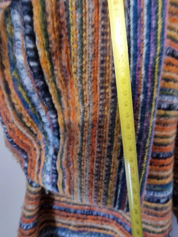 MANTEAU ET SON ECHARPE ASSORTIE MULTICOLORE ASPECT LAINE BOUTON - Photo 3/4