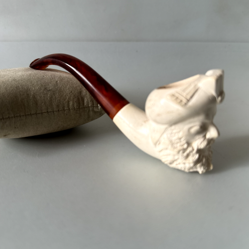 Vintage Meerschaumpfeife Sultan geschnitzter Kopf türkischer Tabak rauchender Acrylstiel