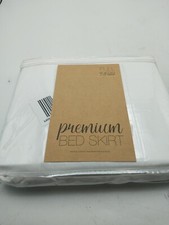 Premium Bed Skirt Full Size White 54in W x 75in L x 14in Drop