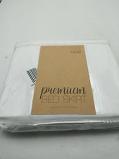 Premium Bed Skirt Full Size White  54in W x 75in L x 14in Drop
