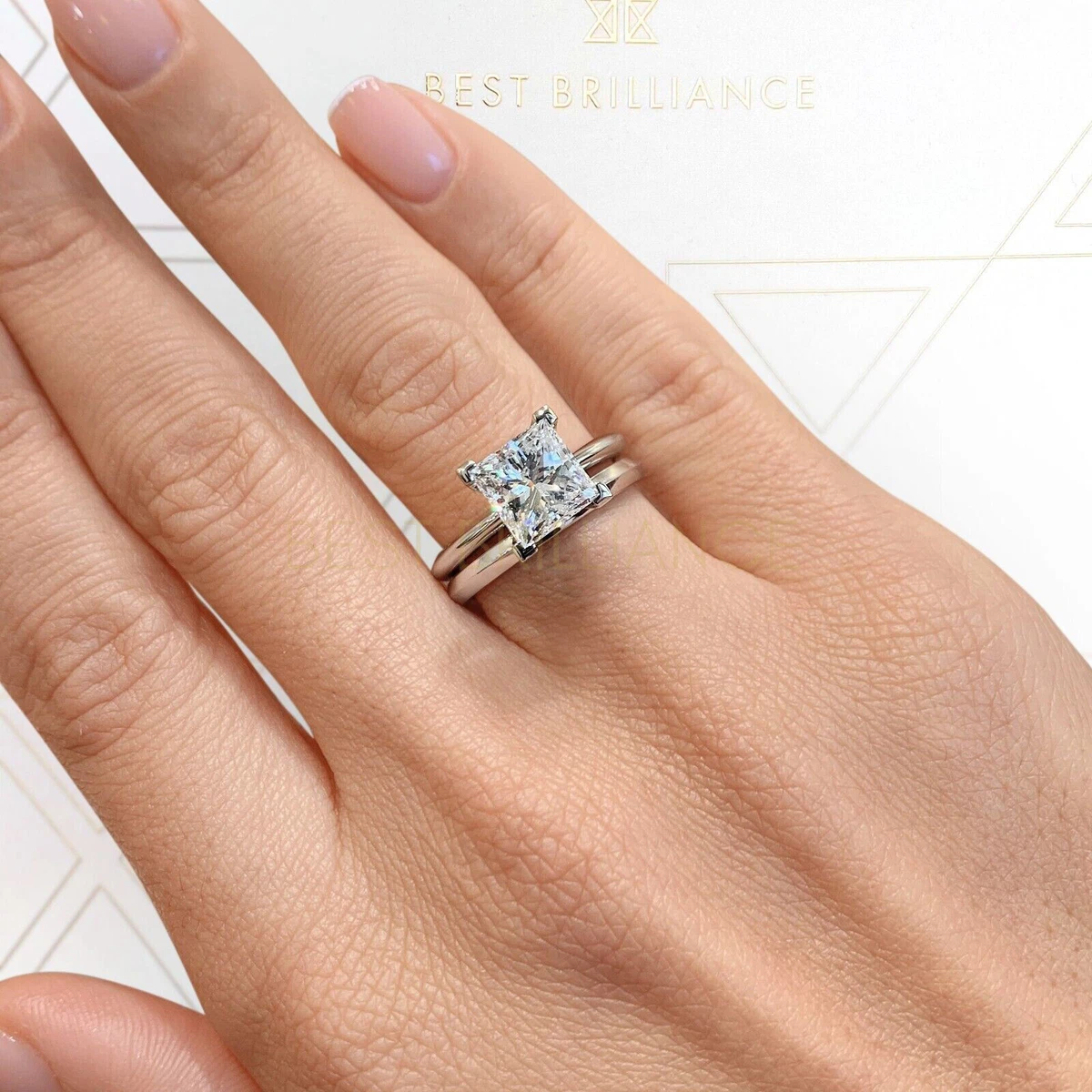 Princess Cut Diamond Wedding Set (Setting Price)