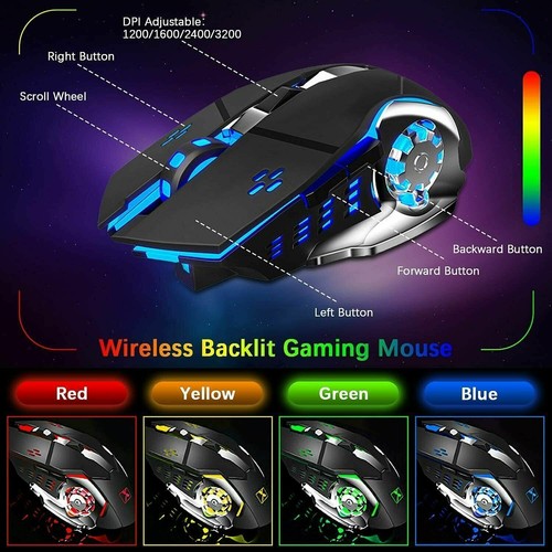 Wireless LED Gaming Keyboard Mouse Mousepad Headset 4in1 Set for Gamer offices - Picture 4 of 18
