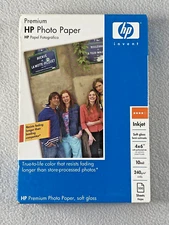 HP Premium 4 X 6 Photo Paper Soft Gloss 100 sheets Preforated Tab Inkjet