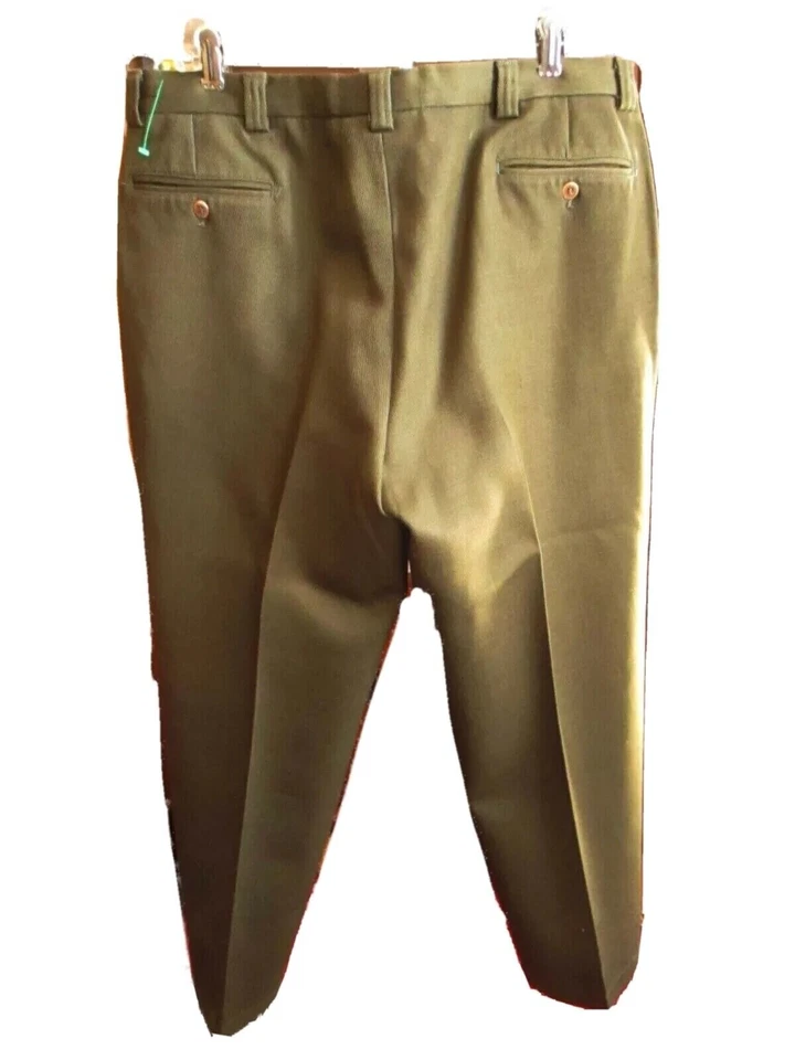 Vintage Mens Cabelas Pants 36x29 FIT 1980's GREEN SUSPENDER BUTTON GABARDINE USA - Image 2 of 4