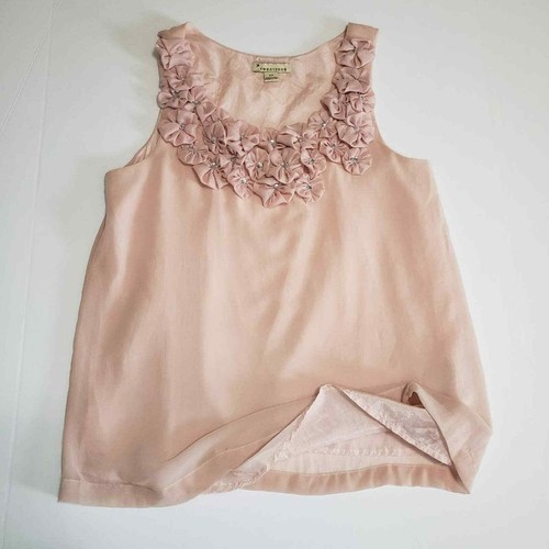 Twentyone Womens Sleeveless Blush Pink Semi-Sheer Top Size SP Floral Neckline - Picture 2 of 6
