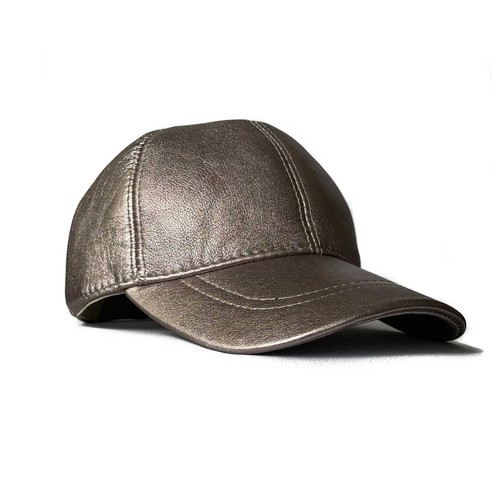 Rose Silver Metallic’s 100% Genuine Real Lambskin Leather Baseball Cap Hat - Picture 6 of 7