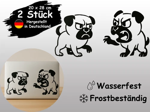 🐶🐶 Vinyl-Aufkleber „Zwei Hunde im Duell“ – 20×28 cm – 2er-Set