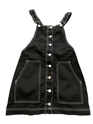 black denim dress white stitching Denim Overall Dress Forever 21 Forever 21 Black Denim White Stitching  Overall Dress Size Small