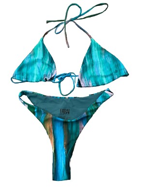 Farai London Bikini Triangle Top (M) Bottom (S) Watercolors