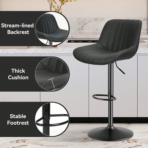 Nalupatio Bar Stools Set Of 2 Adjustable Counter Height Morden-Lightning Deals - Picture 4 of 51