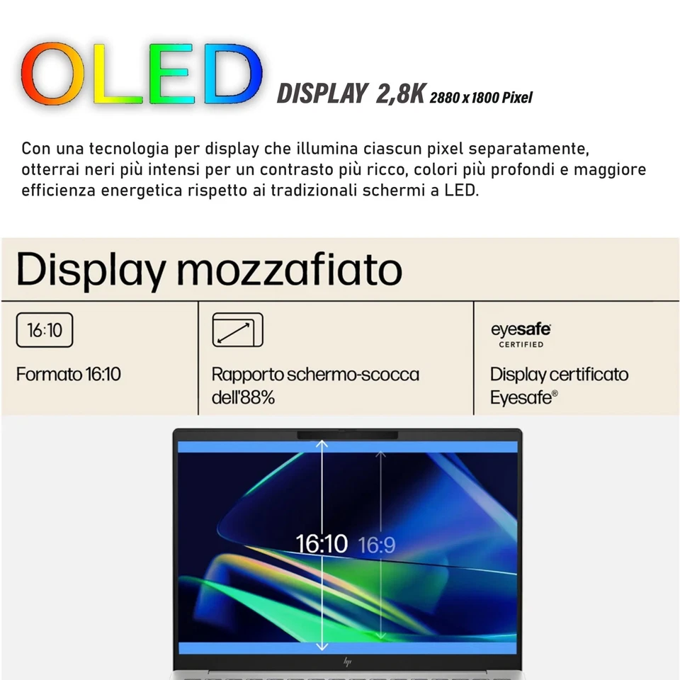 Notebook HP Pavilion Intel i7 13700H SSD 512GB DDR5 16GB B&O Retro Fing 14" 2.8K - Immagine 2 di 4