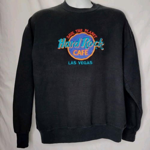 Vintage Hard Rock Cafe Las Vegas Sweatshirt schwarz orange türkis bestickt Large USA - Bild 7 von 7