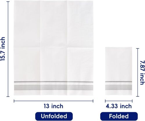 Classic 200-Pack 3-Ply Silver Dinner Napkins - Eco-Friendly Disposable Towels - Picture 8 of 9