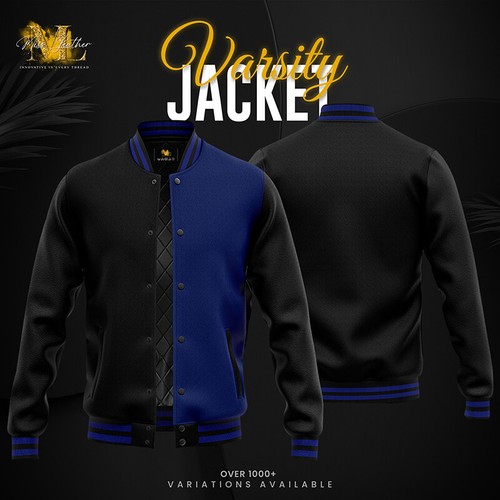 Custom-designed Varsity Bomber Jacket Wool & Cowhide Leather Sleeves - Bild 43 von 60