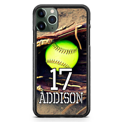 Softball Personalized Custom Case Number iPhone 17 16 15 14 13 12 Pro Max Plus