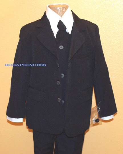 NUEVO JUEGO DE TRAJE FORMAL NIÑO 5 PIEZAS AZUL MARINO OSCURO CORBATA LARGA (TALLA 4/5/6) BODA/VACACIONES/EVENTO Foto 3 de 4