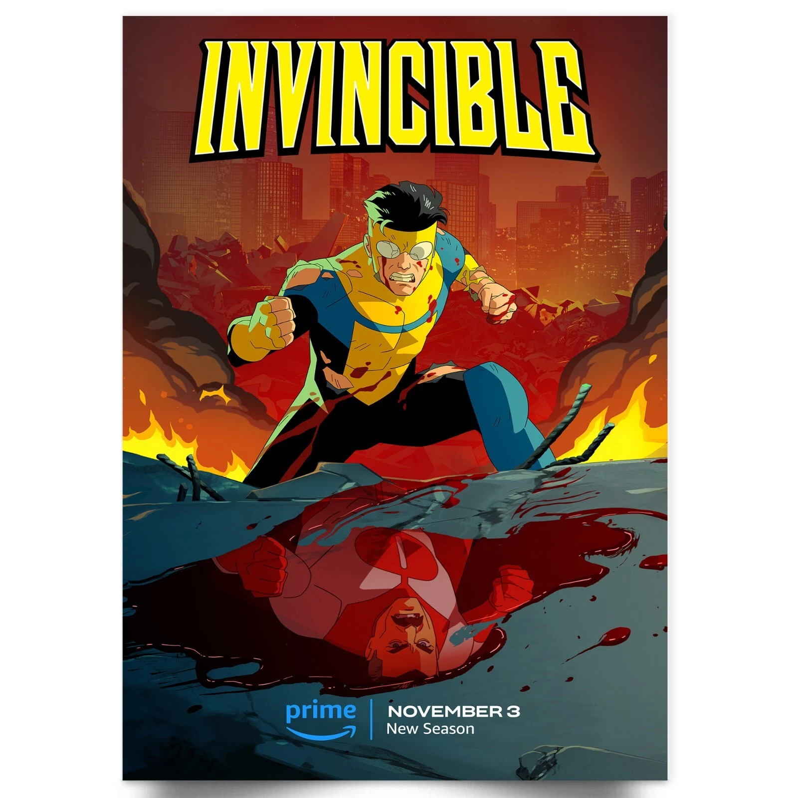 Invincible Season 2 Animated Superhero TV Series Poster Print