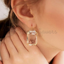 Trendy Dangle square large cubic large cubic zirconia crystal drop earrings