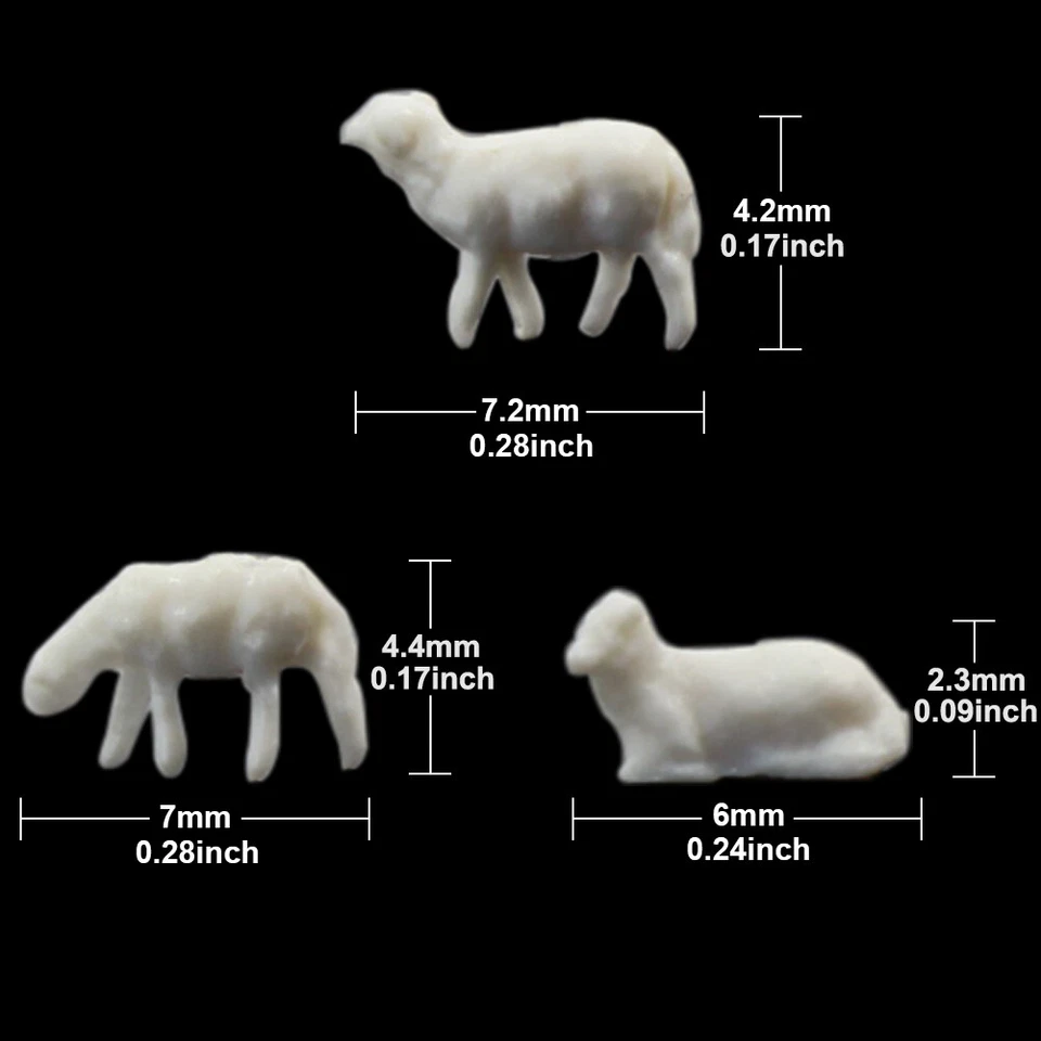 100pcs Échelle N 1:150 Modèle de Mouton Blanc Animaux de la Ferme Non Peints - Photo 3/4