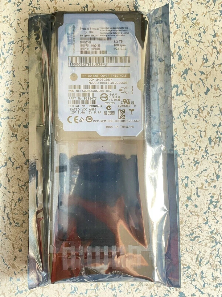 IBM V3700 00Y2432 1.2TB 00AR010 Storwize 10K SAS 2.5 Hard Drive HDD new - Image 2 of 4