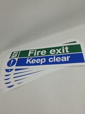 6 x sticker SELF AD Escape route Fire exit keep safety signs 300 x 100 mm CHEAP