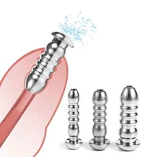 Stainless Steel E-Stim Shock Penis Beads Plug Urethral Sounding Dilator for Male