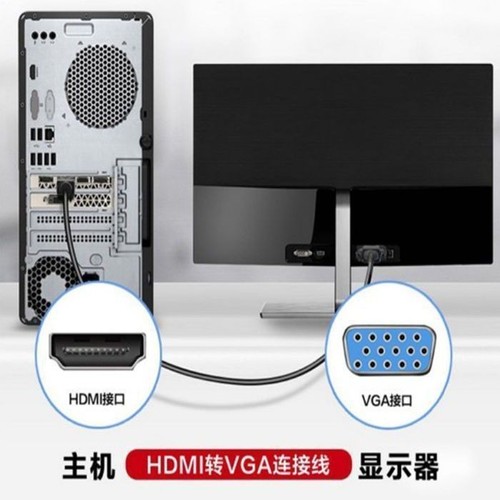 1,8m HDMI VGA Kabel Adapter Stecker FullHD 1080p PC Monitor Computer Vergoldet - 第 5/5 張圖片