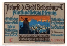 1921 Germany Rothenburg Notgeld 75 Pfennig Note (2202)
