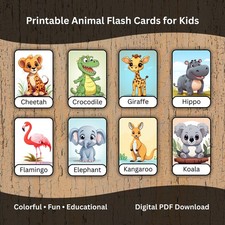 Printable Animal Flash Cards for Kids   Preschool Learning Cards