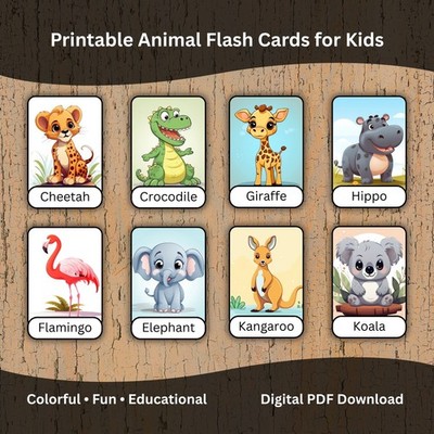 Printable Animal Flash Cards for Kids   Preschool Learning Cards