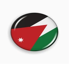 BestLicensePlateFrames Flag of Jordan | 3D Domed CAR Emblem Badge Sticker Round