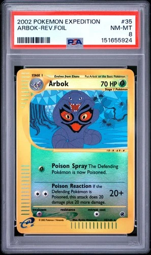 2002 Pokemon Expedition #35 Arbok Reverse Foil PSA 8 NM-MT