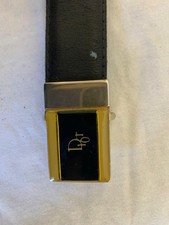 VTG Christian Dior Belt Mens 115 44 Black Leather Gold Logo Buckle Italy XL k4