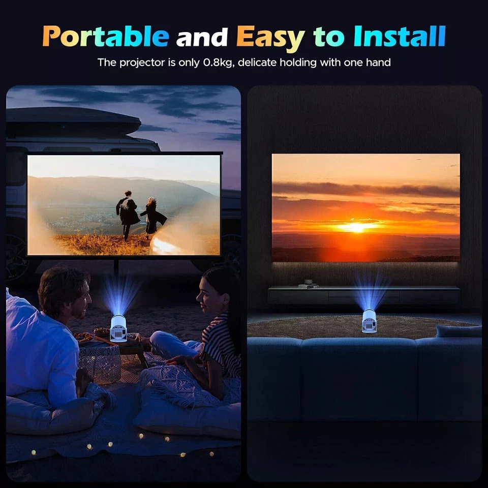 Portable 4K LED Projector Android 5G WiFi Bluetooth HDMI Mini 1080P Home Theater - Image 4 of 4