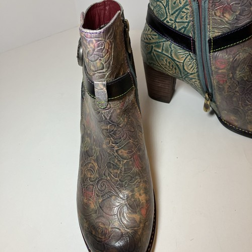 L'Artiste By Spring Step Zhamsha-Shine Women's Leather Boots Blue Size 9 (40) - Picture 4 of 19