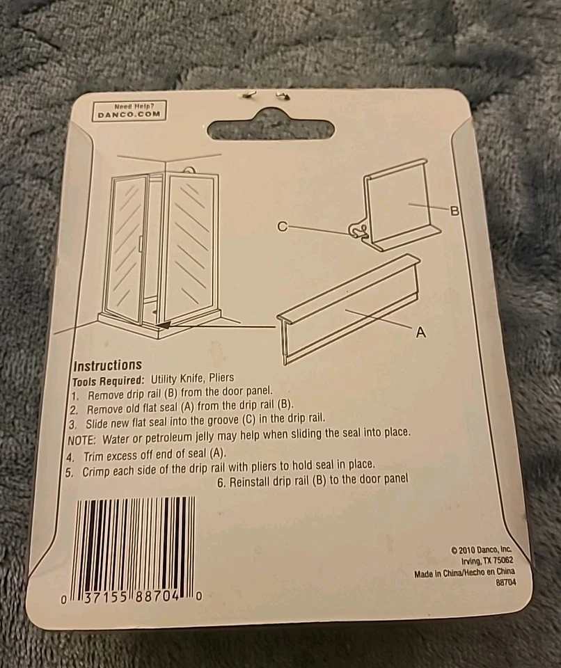 Sello de puerta de cabina de ducha Danco 88704 para ducha Sterling. Puerta, transparente, 5/8" x 36" Foto 3 de 3
