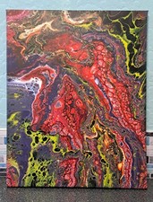 Original Abstract Acrylic Pour Painting On Canvas 50cm X 40cm X 1.5cm