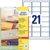 2-20X Avery Zweckform Transparente Adress-Etiketten, 63,5 X 38,1Mm