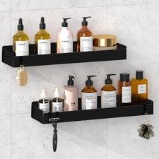 Shower Caddy Black,40cm Adhesive Shower Shelve with Large Capacity, Quick-Dry